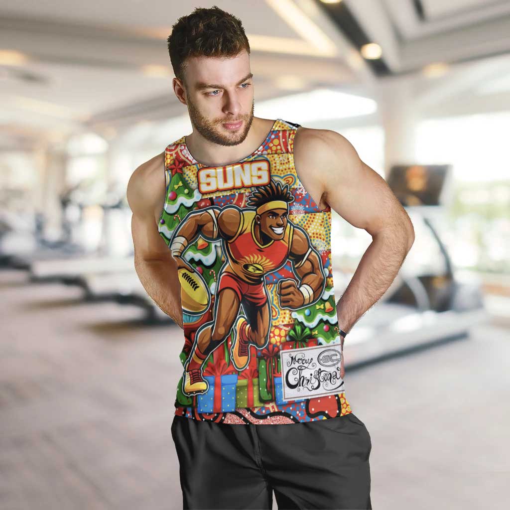 Custom Suns Rugby Merry Christmas Men Tank Top Indigenous Australian Art