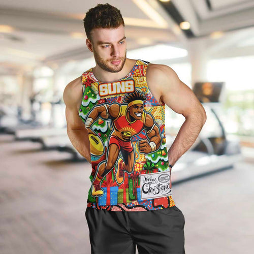 Custom Suns Rugby Merry Christmas Men Tank Top Indigenous Australian Art
