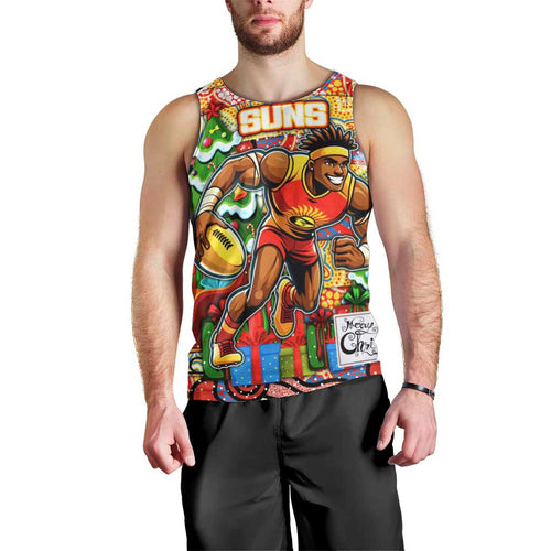 Custom Suns Rugby Merry Christmas Men Tank Top Indigenous Australian Art