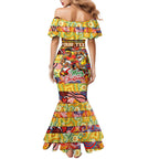 Custom Suns Rugby Merry Christmas Mermaid Dress Indigenous Australian Art