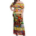 Custom Suns Rugby Merry Christmas Off Shoulder Maxi Dress Indigenous Australian Art