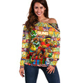 Custom Suns Rugby Merry Christmas Off Shoulder Sweater Indigenous Australian Art