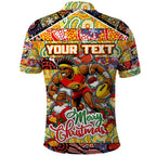 Custom Suns Rugby Merry Christmas Polo Shirt Indigenous Australian Art