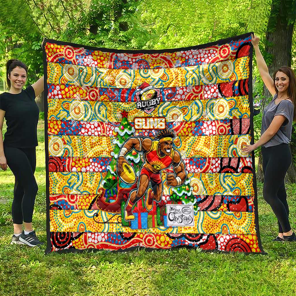 Suns Football Merry Christmas Quilt Indigenous Australian Art