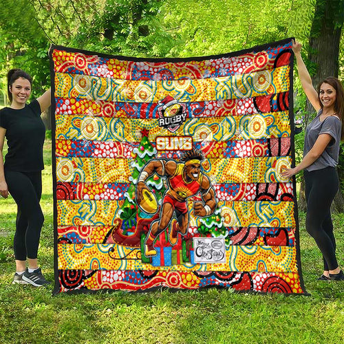 Suns Football Merry Christmas Quilt Indigenous Australian Art