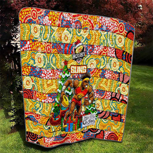 Suns Football Merry Christmas Quilt Indigenous Australian Art