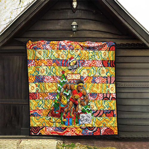 Suns Football Merry Christmas Quilt Indigenous Australian Art