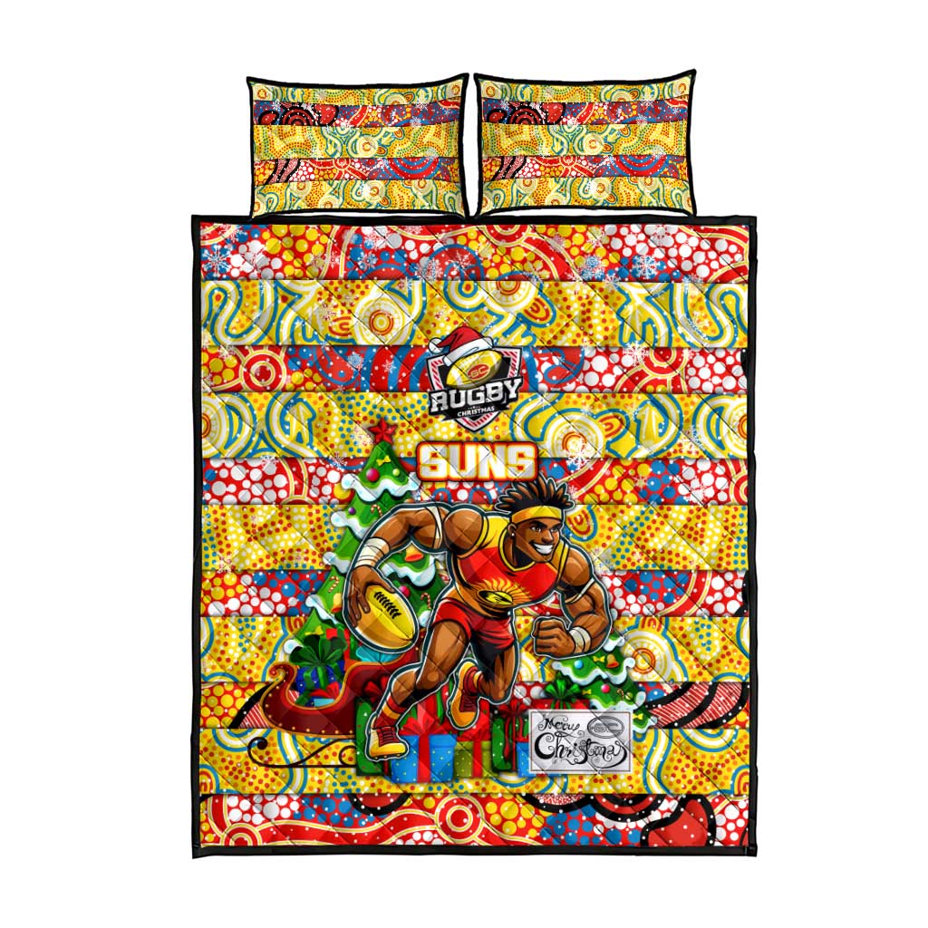 Suns Football Merry Christmas Quilt Bed Set Indigenous Australian Art