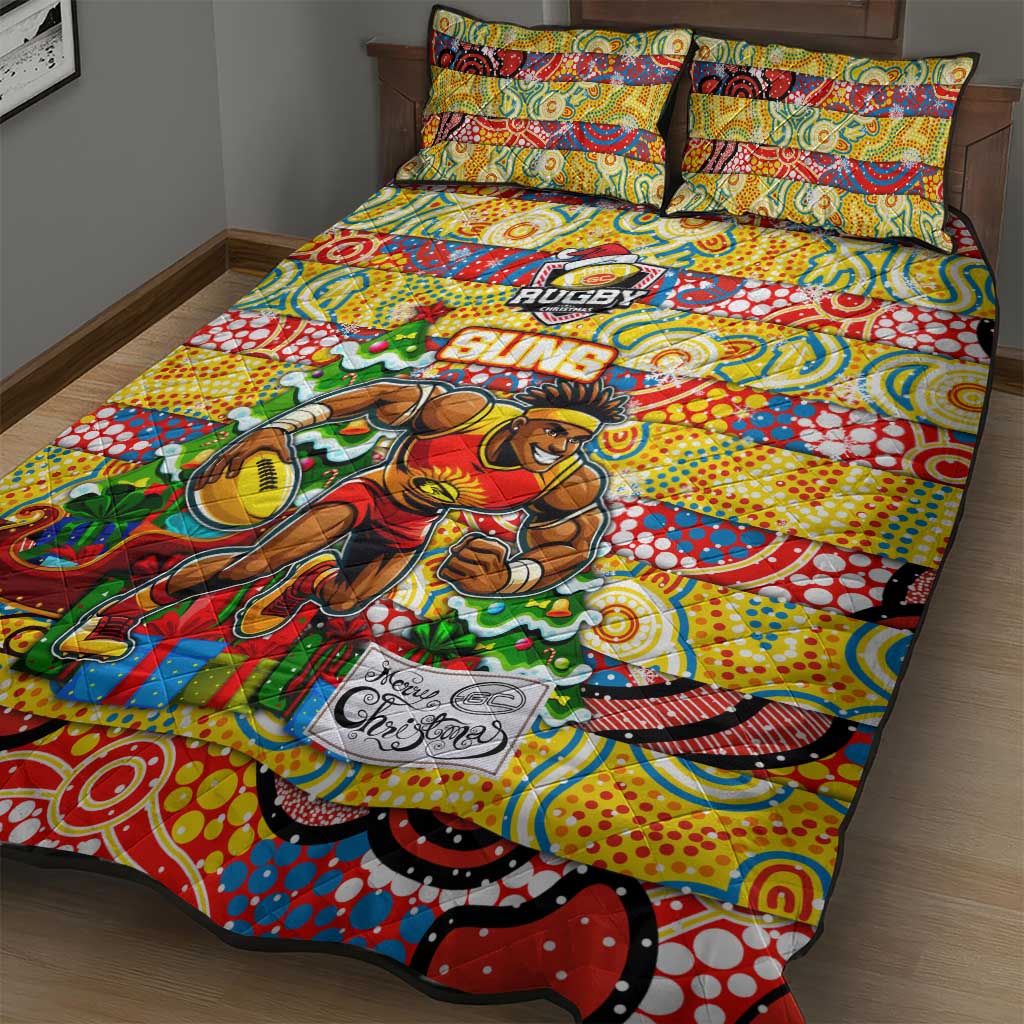 Suns Football Merry Christmas Quilt Bed Set Indigenous Australian Art