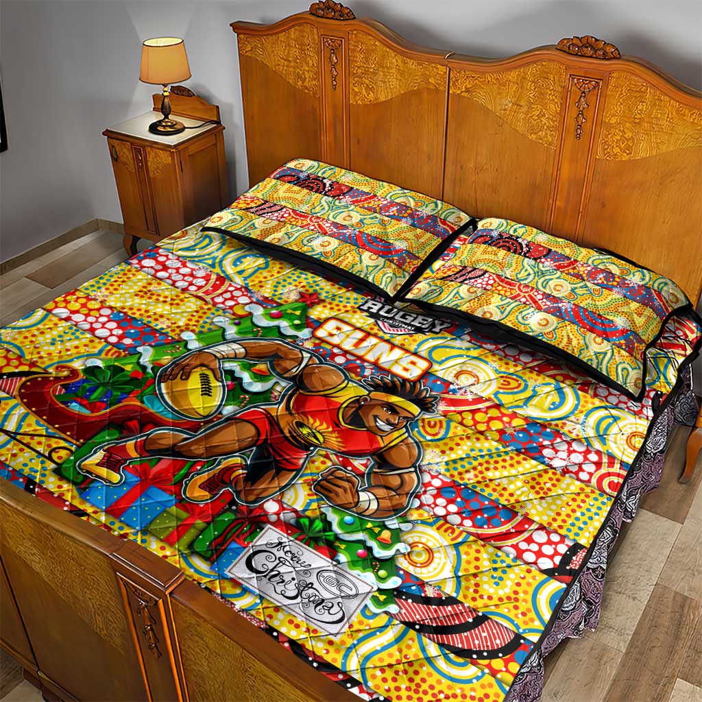 Suns Football Merry Christmas Quilt Bed Set Indigenous Australian Art