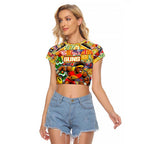 Custom Suns Rugby Merry Christmas Raglan Cropped T Shirt Indigenous Australian Art