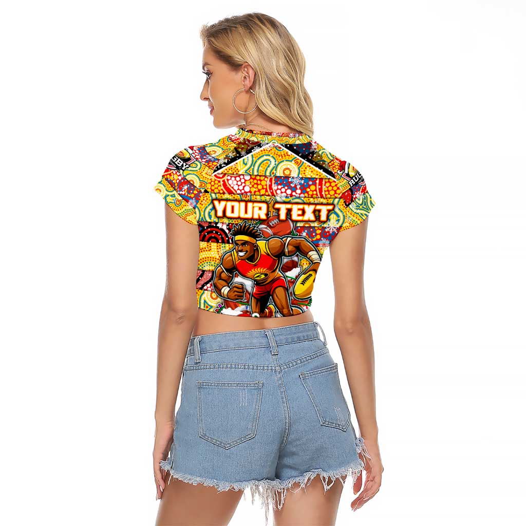 Custom Suns Rugby Merry Christmas Raglan Cropped T Shirt Indigenous Australian Art