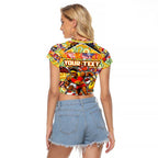 Custom Suns Rugby Merry Christmas Raglan Cropped T Shirt Indigenous Australian Art