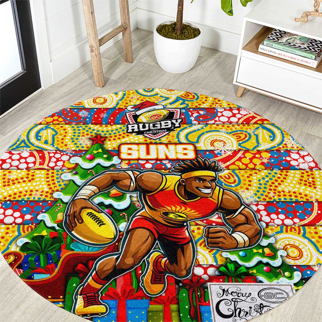 Suns Football Merry Christmas Round Carpet Indigenous Australian Art