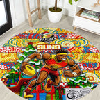 Suns Football Merry Christmas Round Carpet Indigenous Australian Art