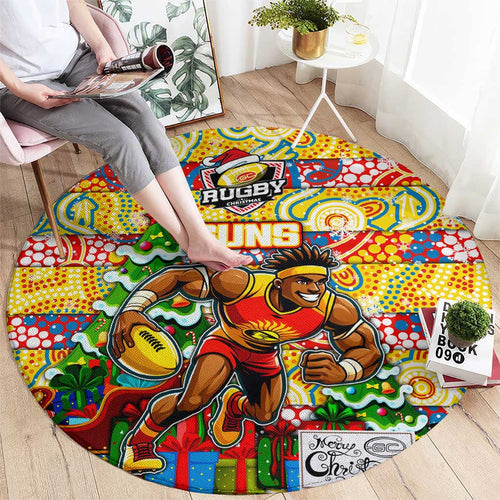 Suns Football Merry Christmas Round Carpet Indigenous Australian Art