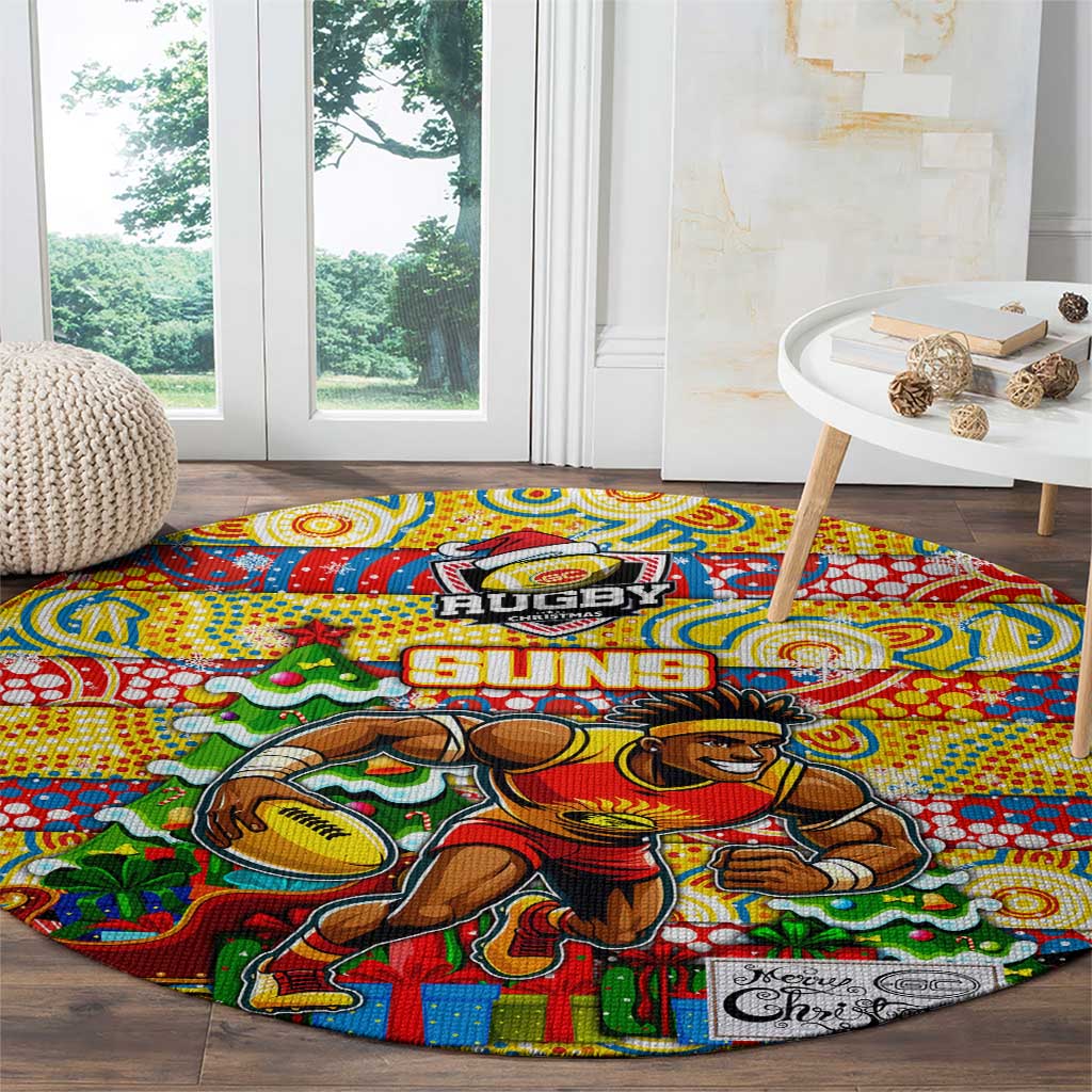 Suns Football Merry Christmas Round Carpet Indigenous Australian Art