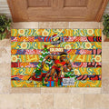 Suns Football Merry Christmas Rubber Doormat Indigenous Australian Art