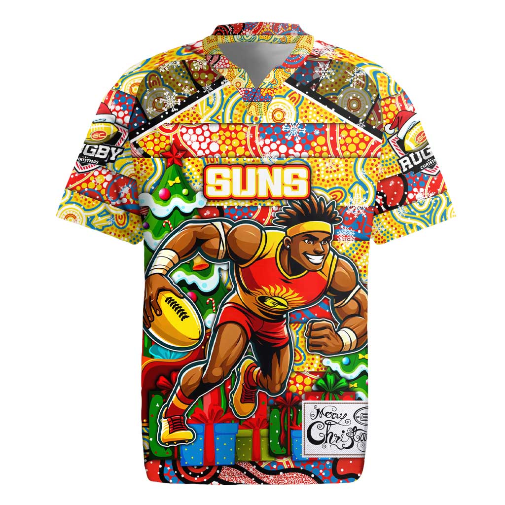 Custom Suns Rugby Merry Christmas Rugby Jersey Indigenous Australian Art