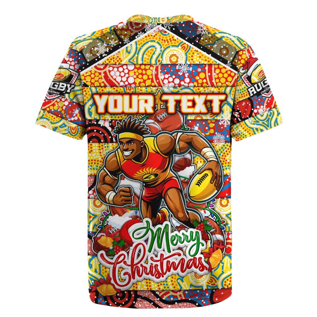 Custom Suns Rugby Merry Christmas Rugby Jersey Indigenous Australian Art