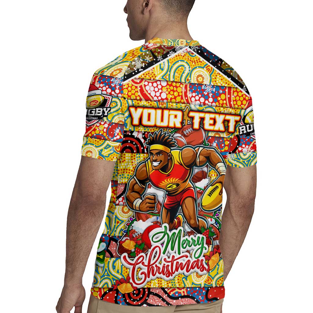 Custom Suns Rugby Merry Christmas Rugby Jersey Indigenous Australian Art