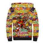 Custom Suns Rugby Merry Christmas Sherpa Hoodie Indigenous Australian Art