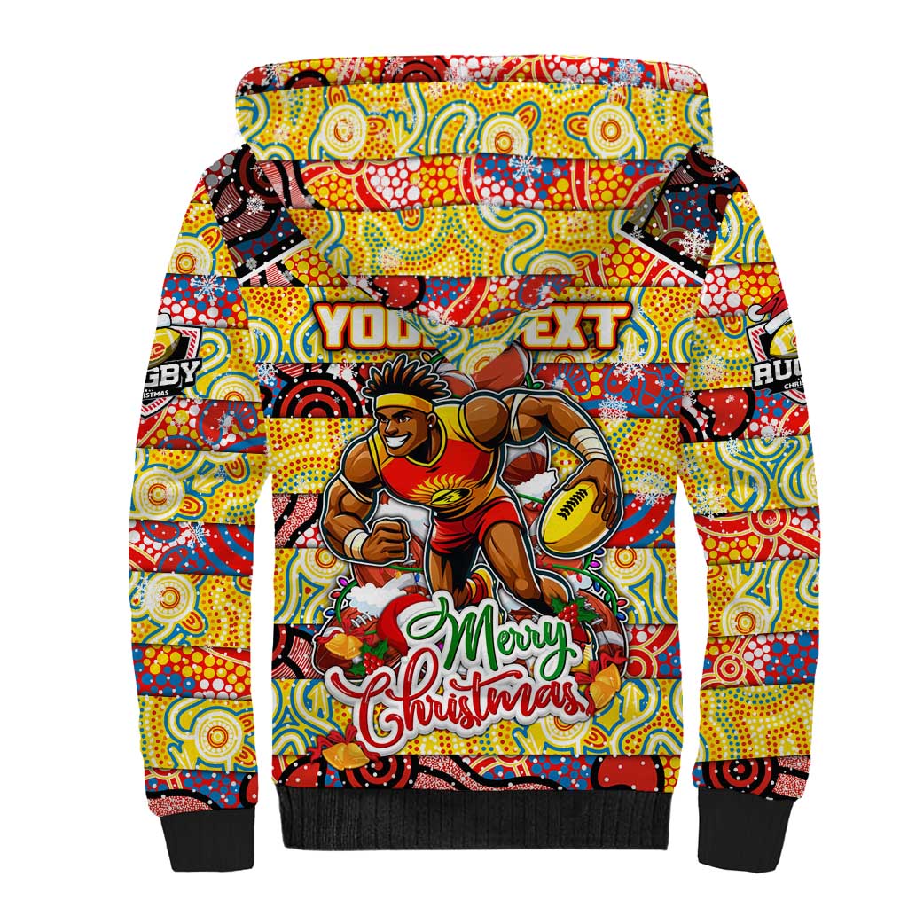 Custom Suns Rugby Merry Christmas Sherpa Hoodie Indigenous Australian Art