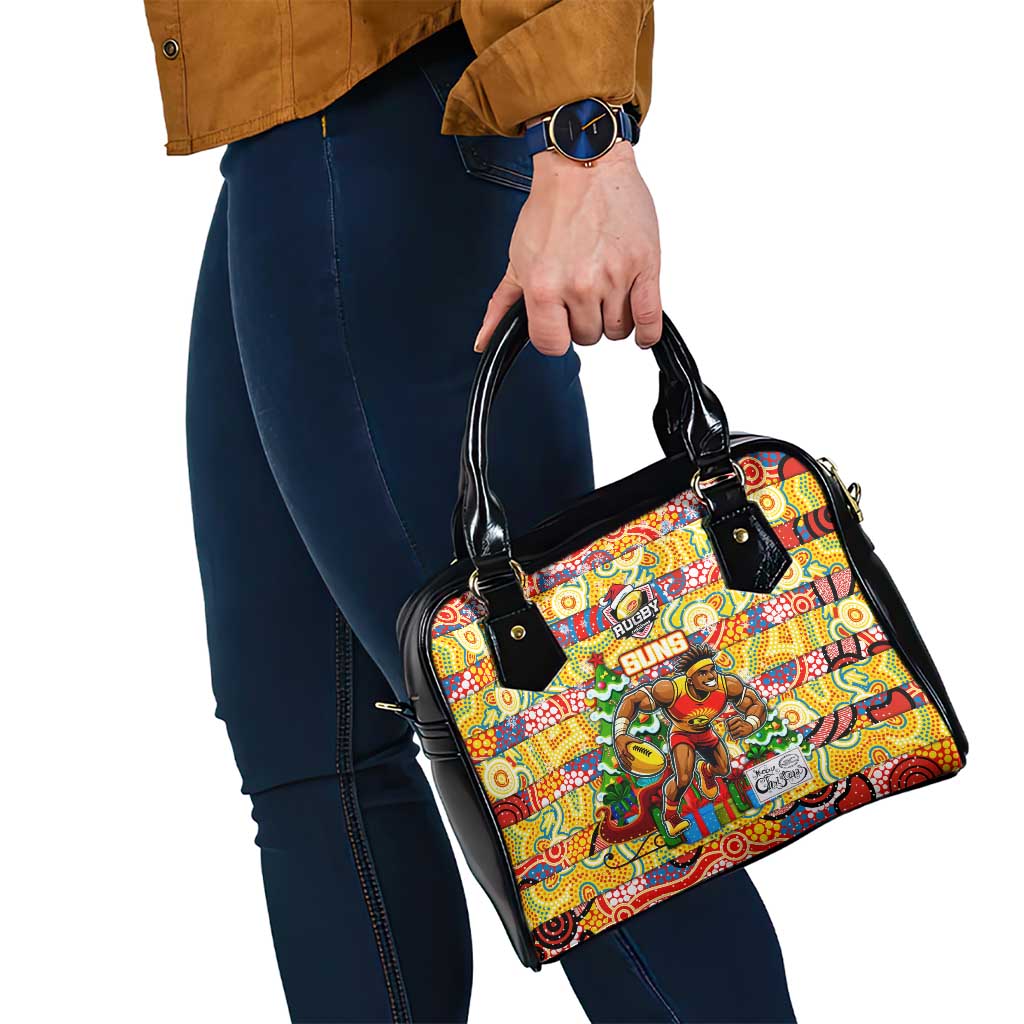 Suns Football Merry Christmas Shoulder Handbag Indigenous Australian Art