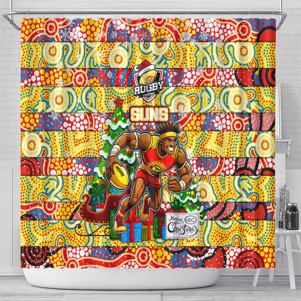 Suns Football Merry Christmas Shower Curtain Indigenous Australian Art