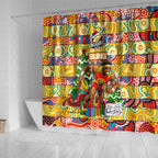 Suns Football Merry Christmas Shower Curtain Indigenous Australian Art