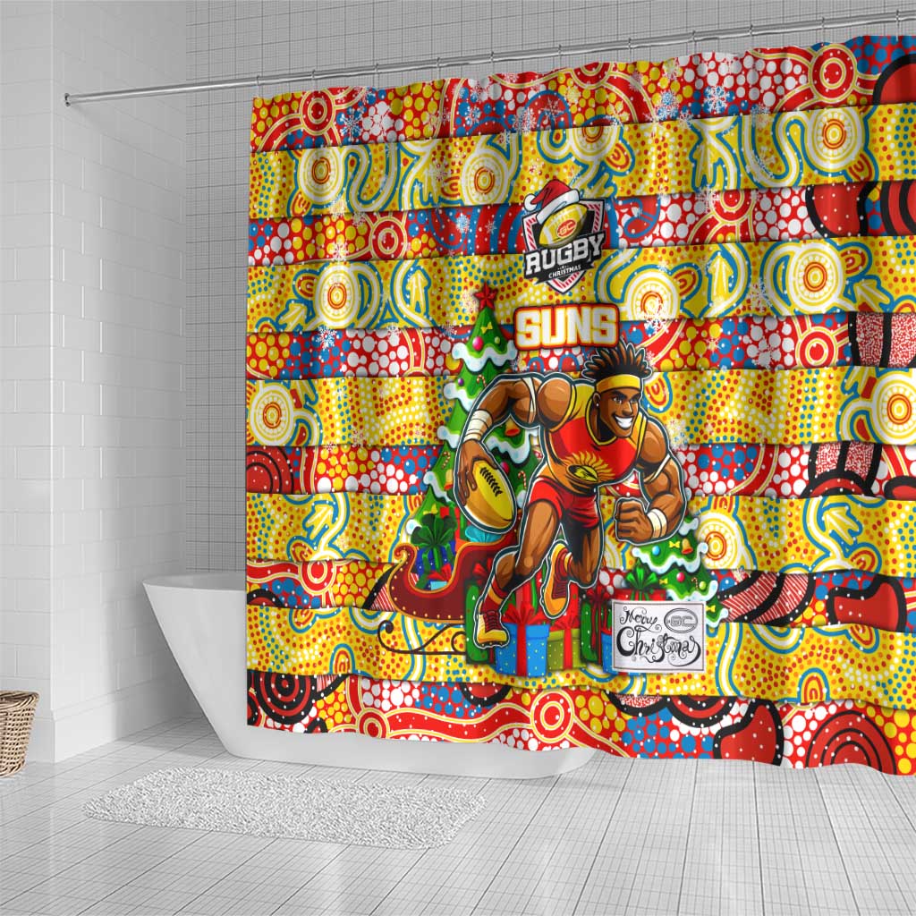 Suns Football Merry Christmas Shower Curtain Indigenous Australian Art