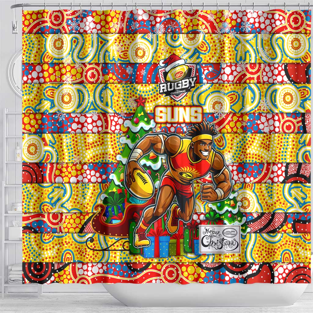 Suns Football Merry Christmas Shower Curtain Indigenous Australian Art