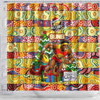 Suns Football Merry Christmas Shower Curtain Indigenous Australian Art