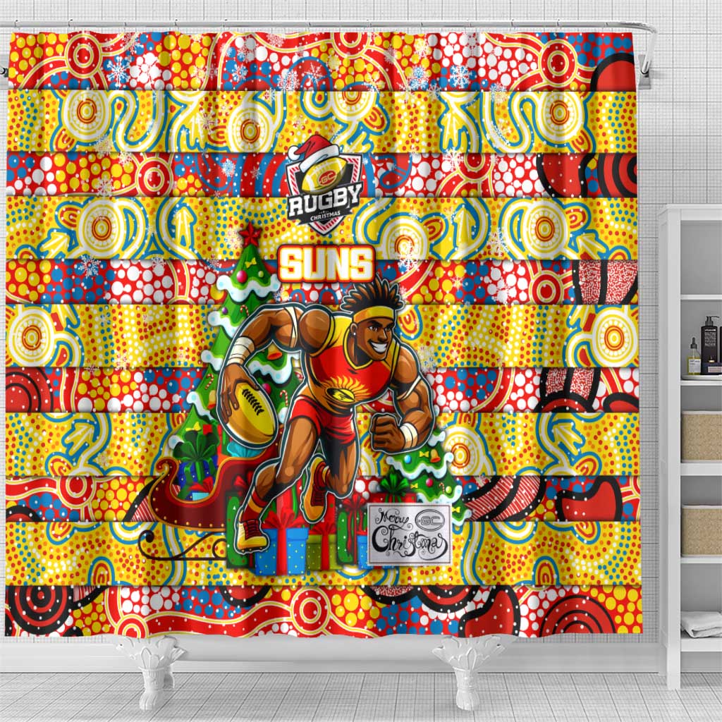 Suns Football Merry Christmas Shower Curtain Indigenous Australian Art