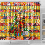 Suns Football Merry Christmas Shower Curtain Indigenous Australian Art