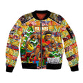Custom Suns Rugby Merry Christmas Sleeve Zip Bomber Jacket Indigenous Australian Art