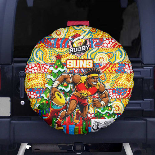 Suns Football Merry Christmas Spare Tire Cover Indigenous Australian Art