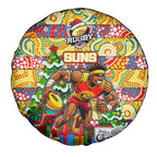 Suns Football Merry Christmas Spare Tire Cover Indigenous Australian Art
