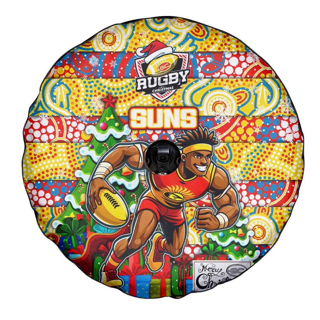 Suns Football Merry Christmas Spare Tire Cover Indigenous Australian Art