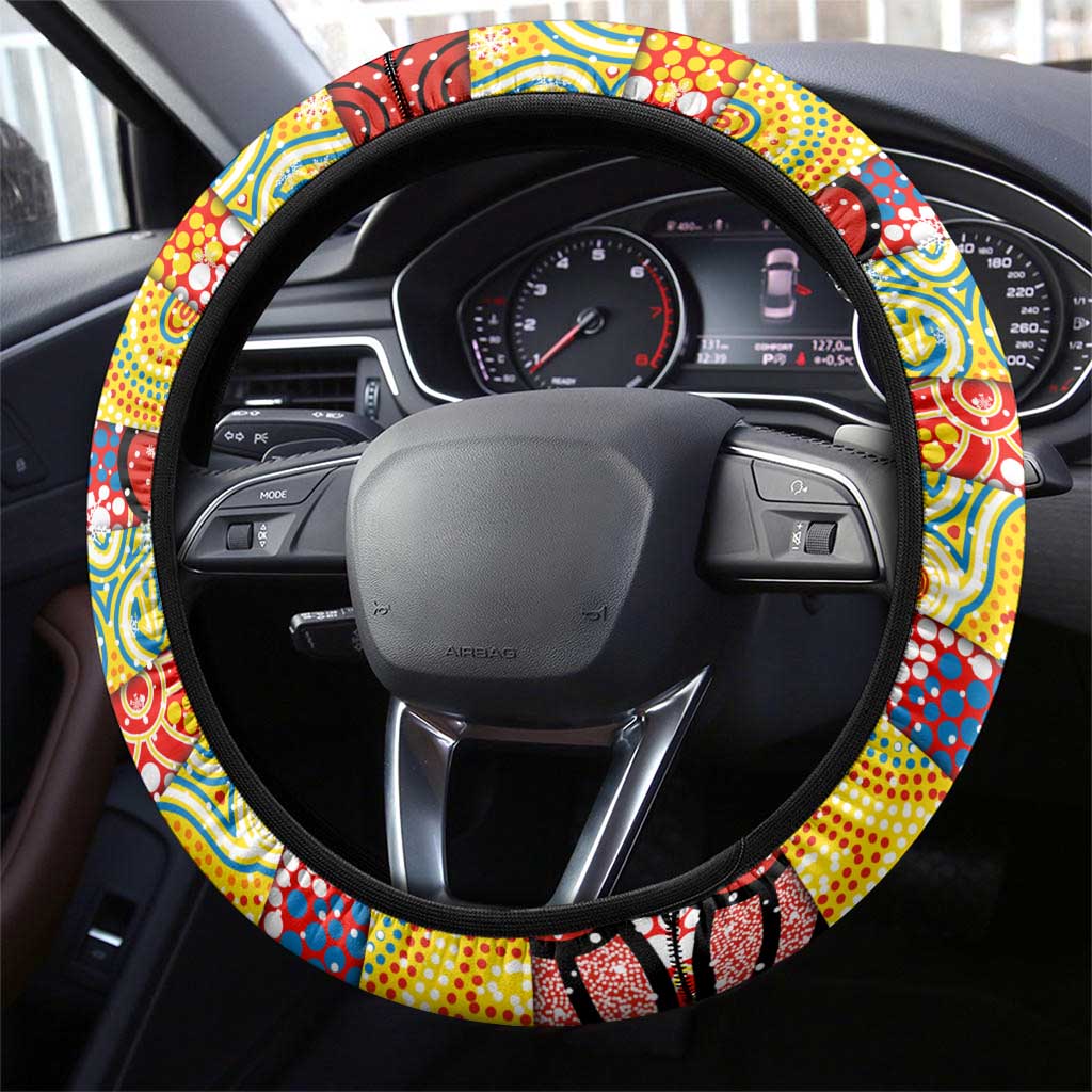 Suns Football Merry Christmas Steering Wheel Cover Indigenous Australian Art