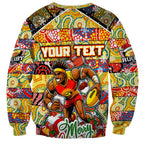 Custom Suns Rugby Merry Christmas Sweatshirt Indigenous Australian Art