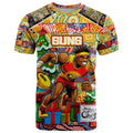 Custom Suns Rugby Merry Christmas T Shirt Indigenous Australian Art