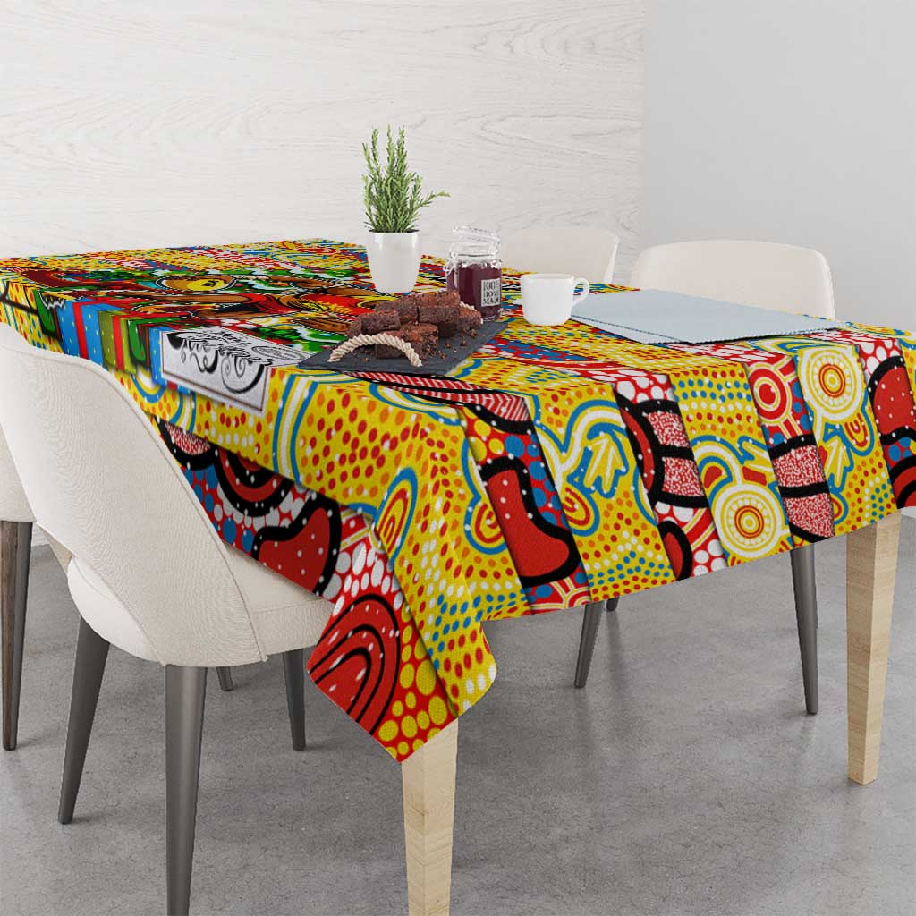 Suns Football Merry Christmas Tablecloth Indigenous Australian Art