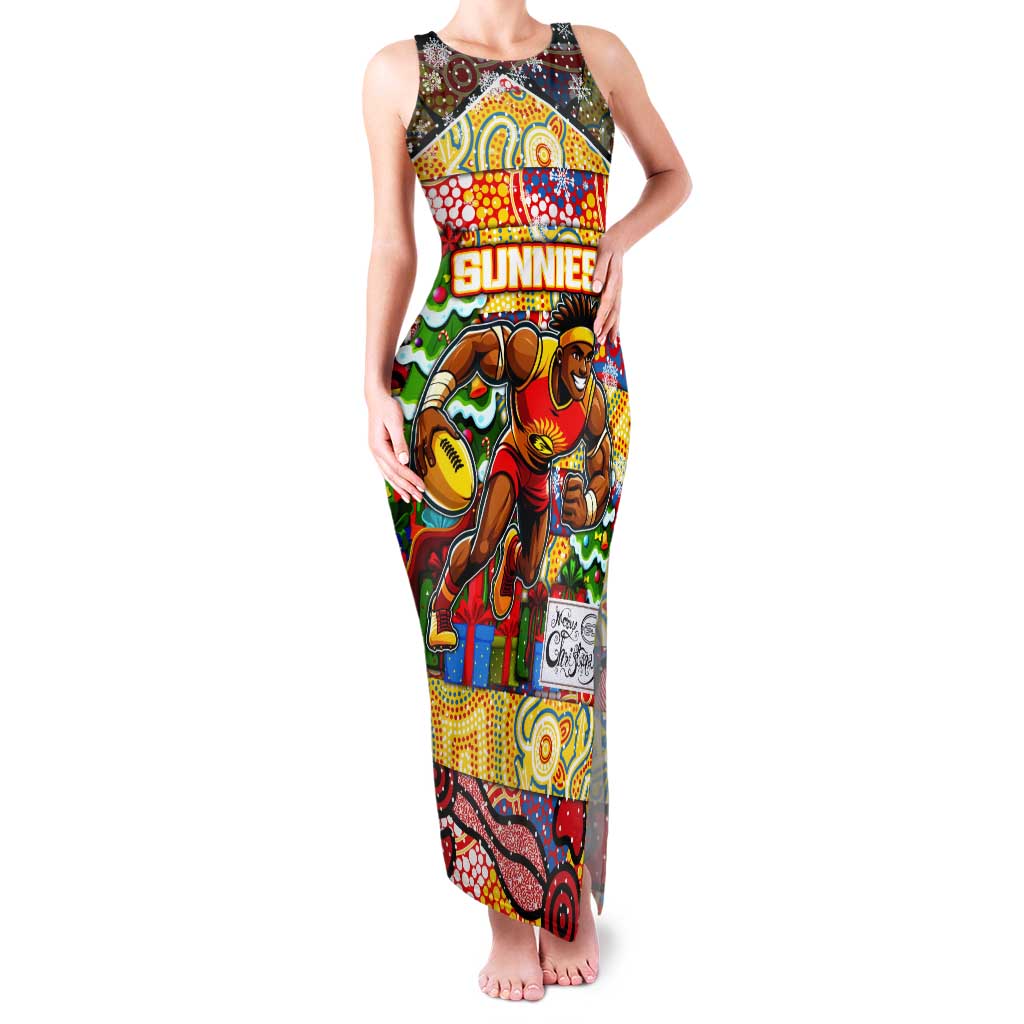 Custom Suns Rugby Merry Christmas Tank Maxi Dress Indigenous Australian Art