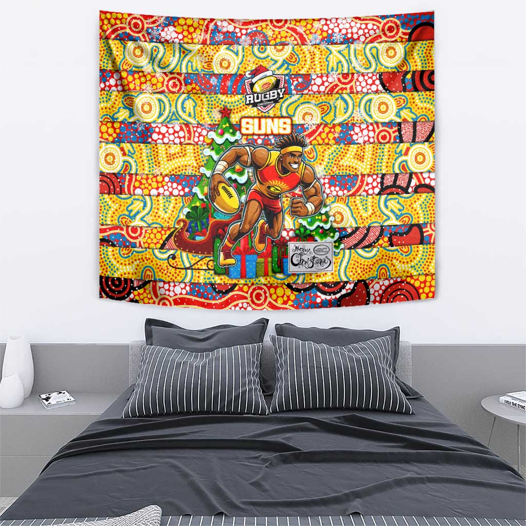 Suns Football Merry Christmas Tapestry Indigenous Australian Art