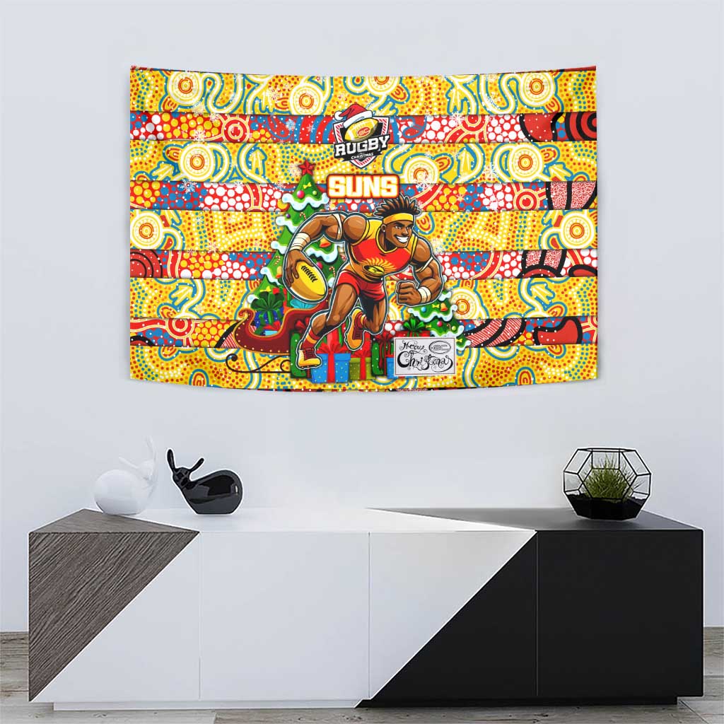 Suns Football Merry Christmas Tapestry Indigenous Australian Art