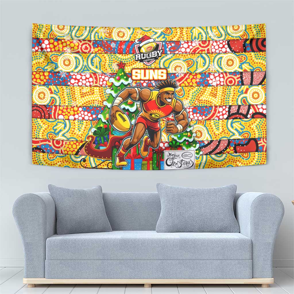 Suns Football Merry Christmas Tapestry Indigenous Australian Art