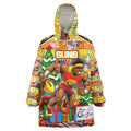 Custom Suns Rugby Merry Christmas Wearable Blanket Hoodie Indigenous Australian Art