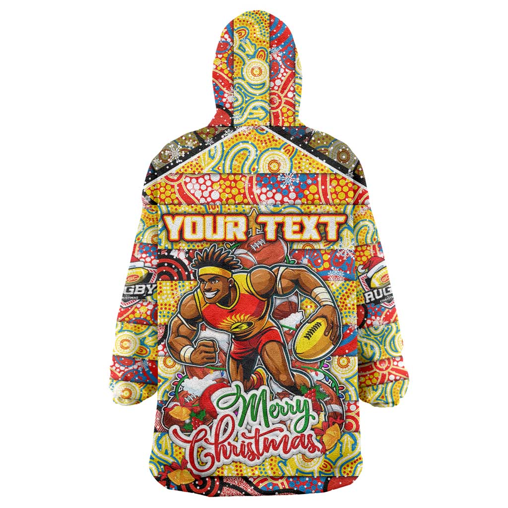 Custom Suns Rugby Merry Christmas Wearable Blanket Hoodie Indigenous Australian Art