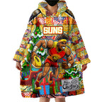 Custom Suns Rugby Merry Christmas Wearable Blanket Hoodie Indigenous Australian Art